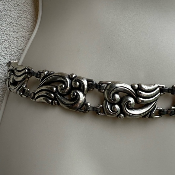 Vintage 1996 Brighton Concho Ornate Filigree Black Leather Belt Size Small Boho main image 5